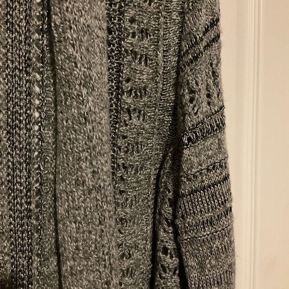 Gray Open-Front Knit Cardigan - Picture 5 of 7